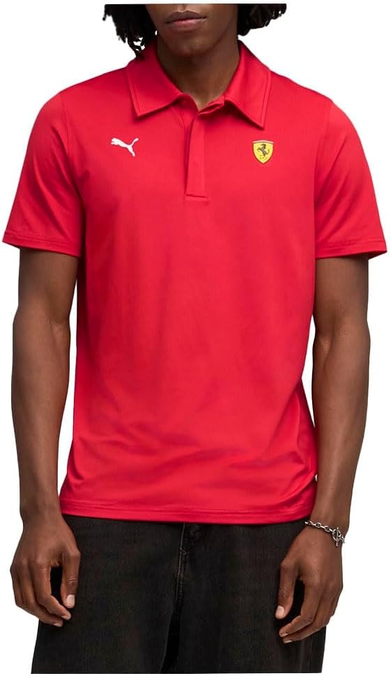 image:imagePUMA Mens Scuderia Ferrari Sportswear Cloudspun Shirt Casual Casual BlackRosso Corsa Ah25
