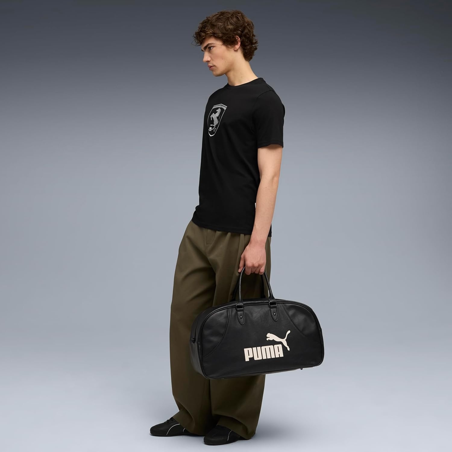 image:imagePUMA Mens Scuderia Ferrari Sportswear Tonal Shield Logo Crew Neck Short Sleeve Casual Tops Casual BlackBlack