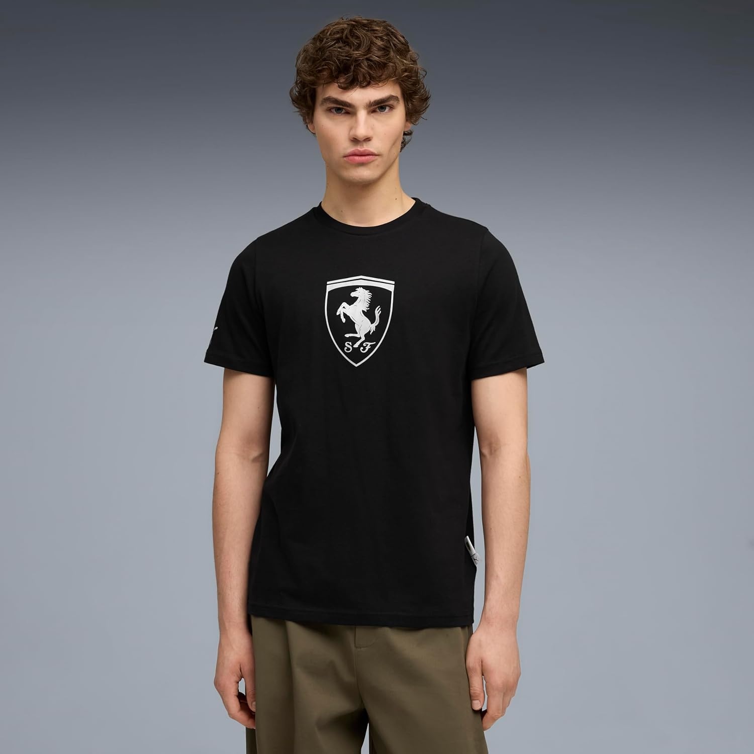 image:imagePUMA Mens Scuderia Ferrari Sportswear Tonal Shield Logo Crew Neck Short Sleeve Casual Tops Casual BlackBlack