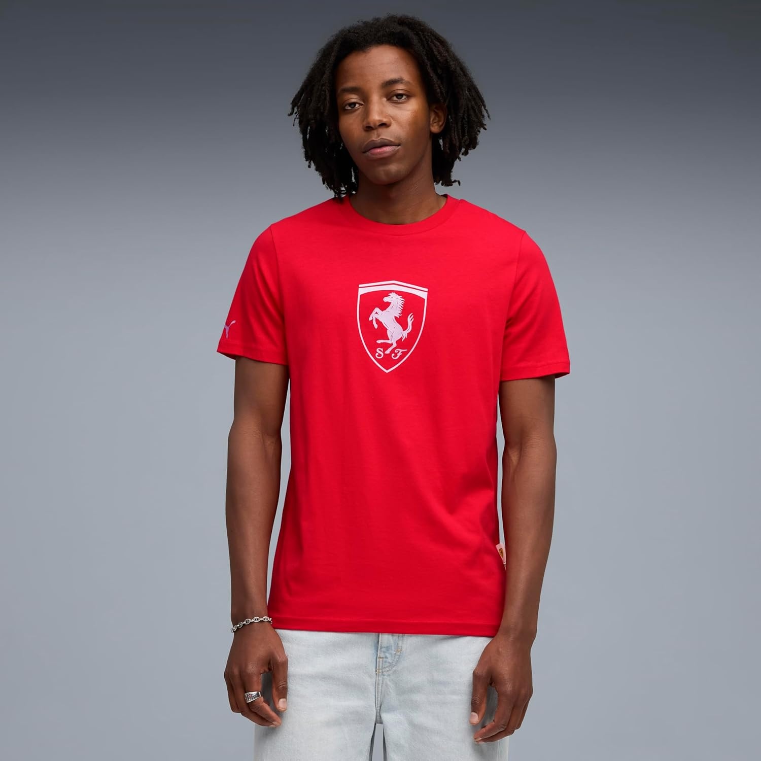 image:imagePUMA Mens Scuderia Ferrari Sportswear Tonal Shield Logo Crew Neck Short Sleeve Casual Tops Casual RedRosso Corsa Tonal Shield Ah25