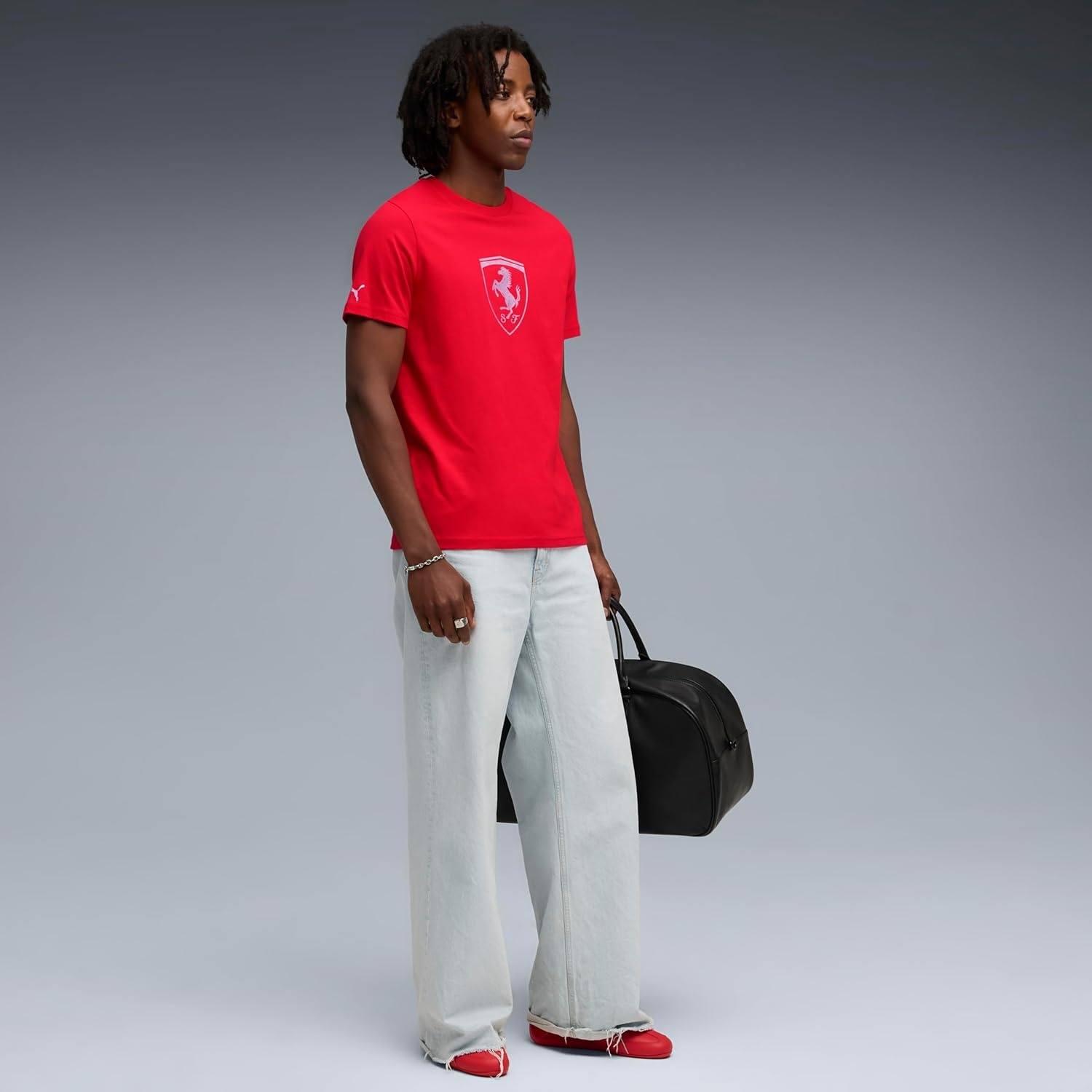 image:imagePUMA Mens Scuderia Ferrari Sportswear Tonal Shield Logo Crew Neck Short Sleeve Casual Tops Casual RedRosso Corsa Tonal Shield Ah25