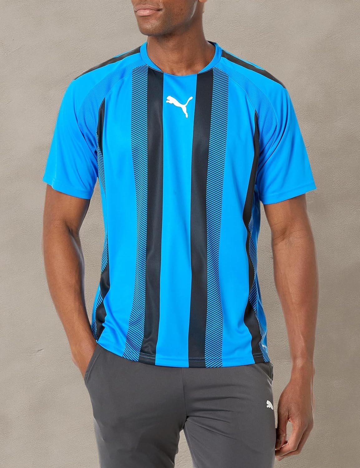 image:imagePUMA Mens Teamliga Crew Neck Short Sleeve Jersey Casual BlueElectric Blue LemonadeBlackWhite