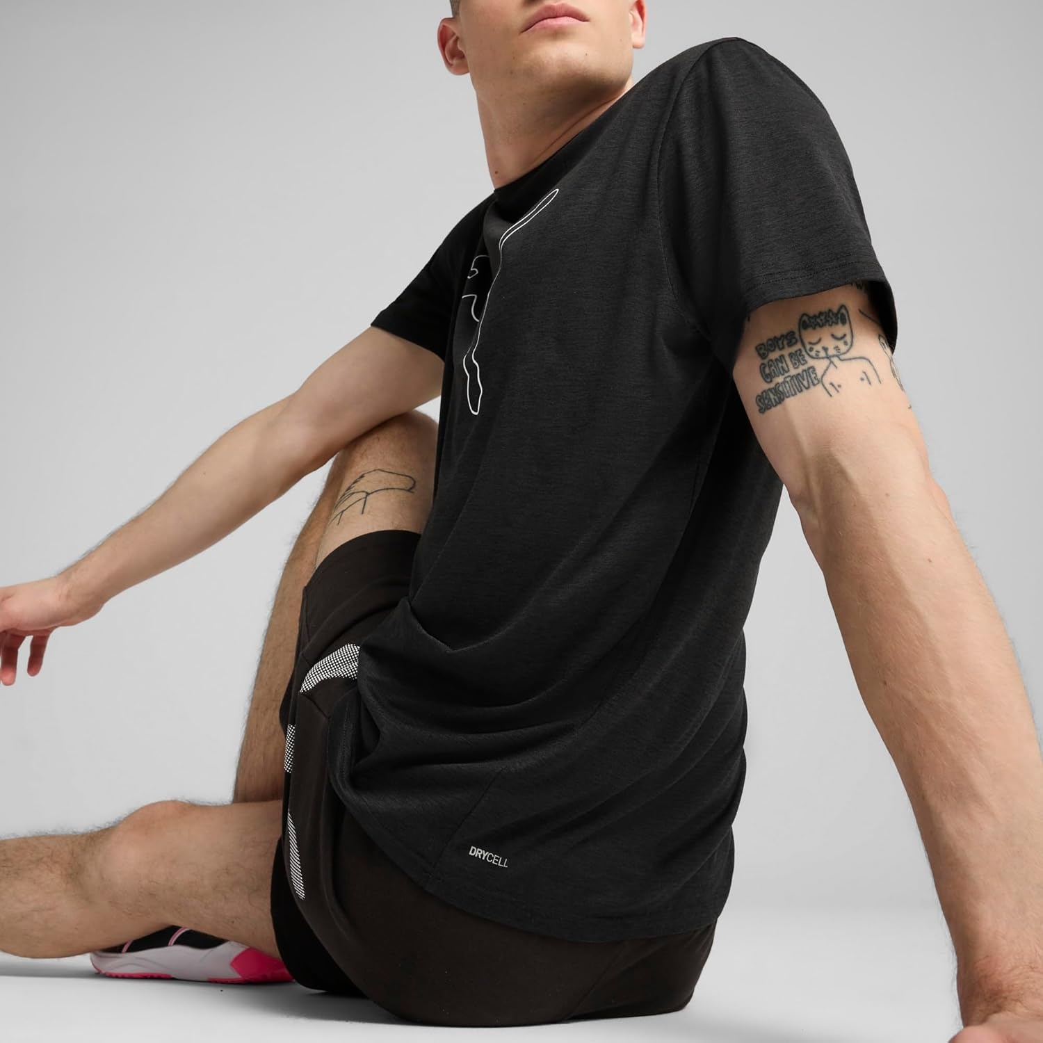 image:imagePUMA Mens Train All Day Essentials Heather Cat Crew Neck Short Sleeve Cf Casual Tops CasualPuma Black Heather