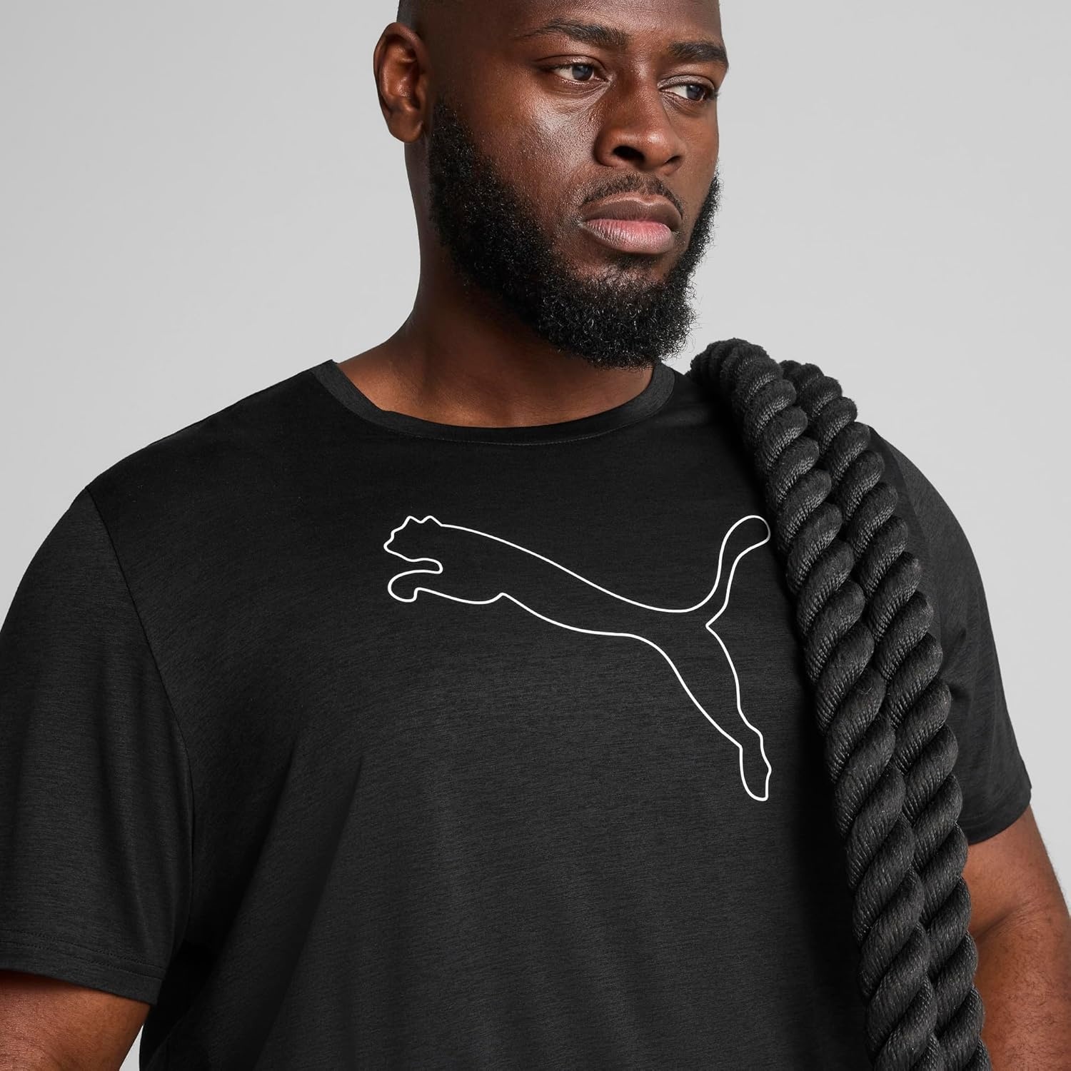 image:imagePUMA Mens Train All Day Essentials Heather Cat Crew Neck Short Sleeve Cf Casual Tops CasualPuma Black Heather