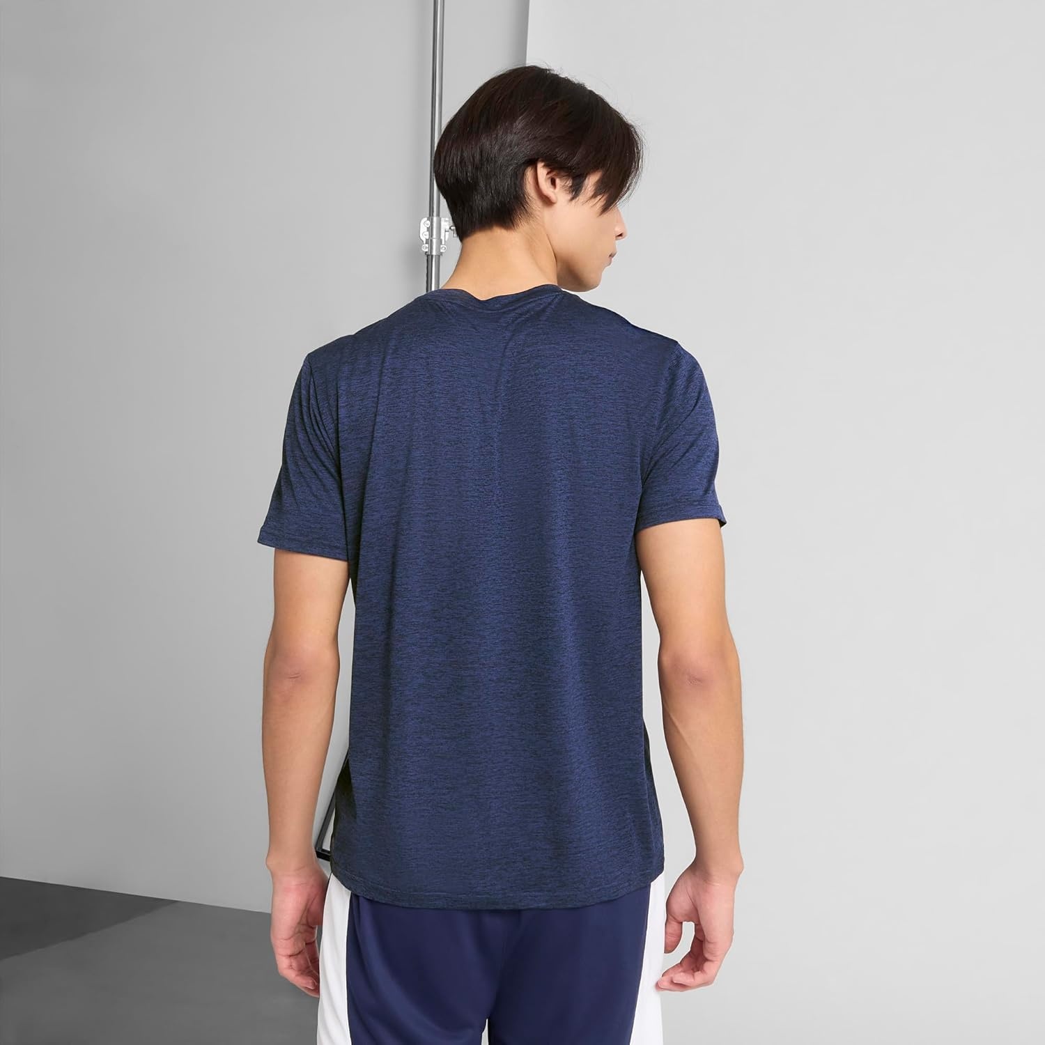 image:imagePUMA Mens Train All Day Essentials Heather Cat Crew Neck Short Sleeve Cf Casual Tops CasualPuma Navy Heather