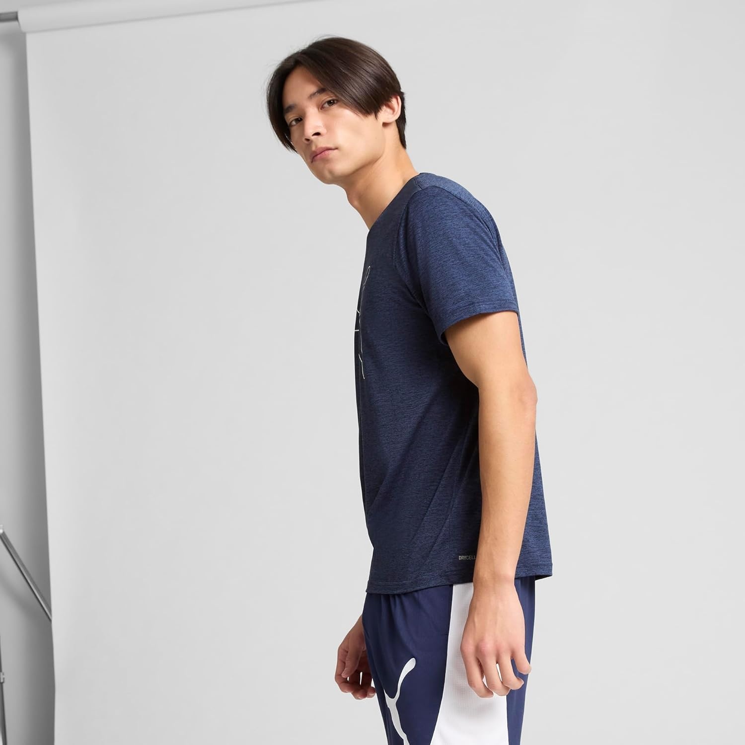 image:imagePUMA Mens Train All Day Essentials Heather Cat Crew Neck Short Sleeve Cf Casual Tops CasualPuma Navy Heather