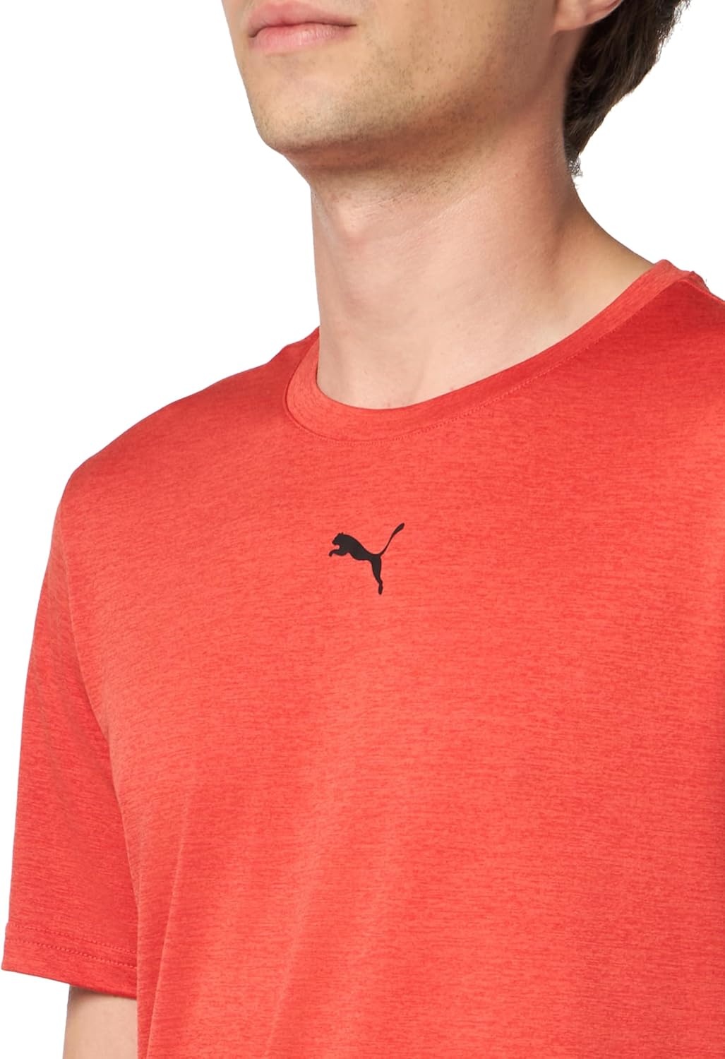image:imagePUMA Mens Train All Day Essentials Heather Cat Crew Neck Short Sleeve Cf Casual Tops CasualRed Fire Heather