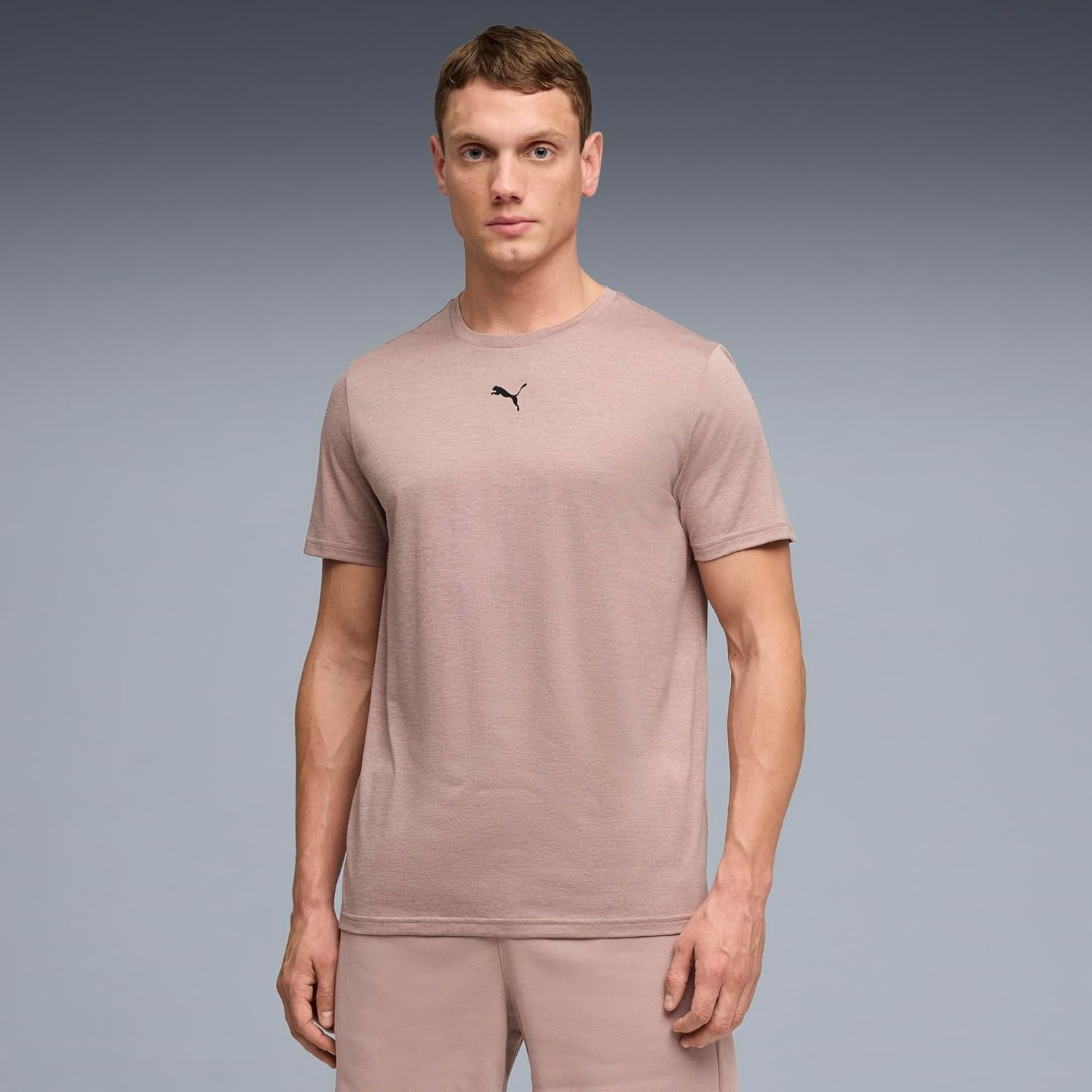image:imagePUMA Mens Train All Day Essentials Heather Cat Crew Neck Short Sleeve Cf Casual Tops CasualSandstone Heather
