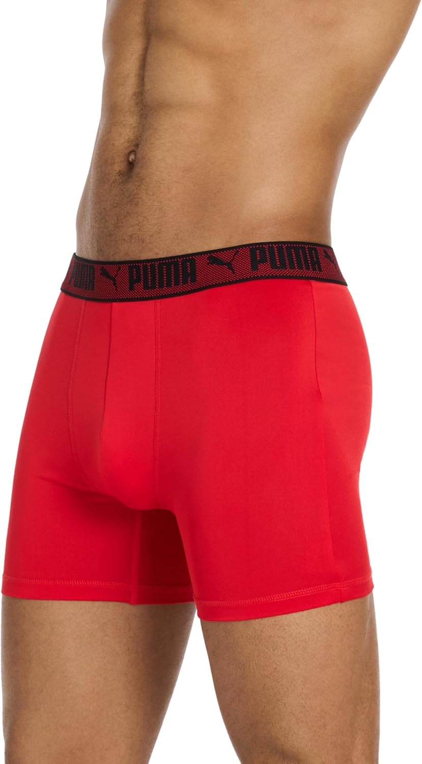 image:imagePUMA Mens Training Fit AntiOdor 5 Pack Boxer BriefsBlackRedCastlerockBlue
