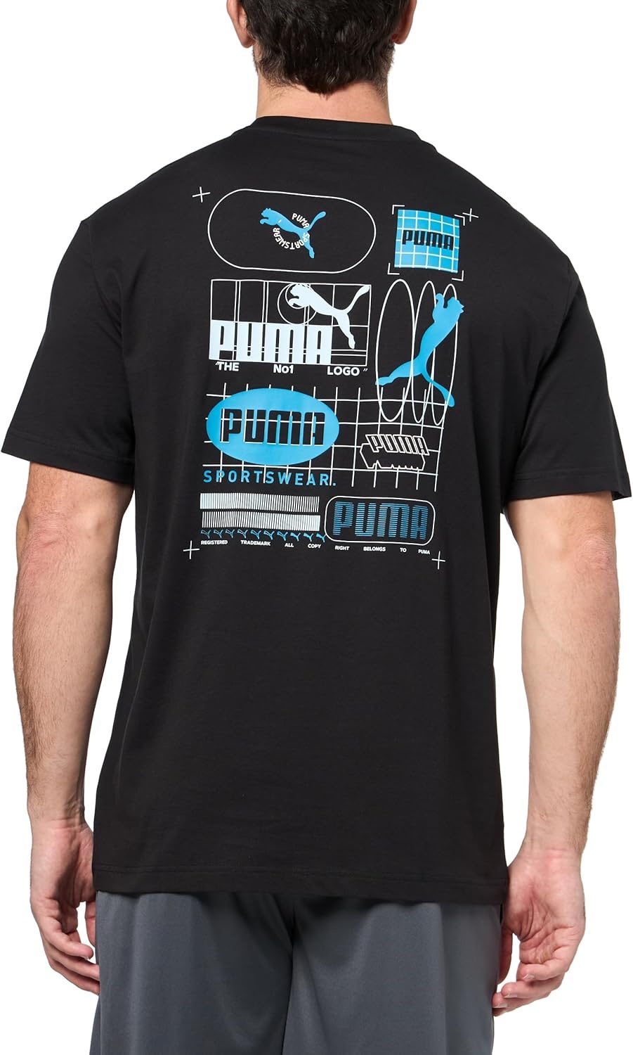 image:imagePUMA Mens Village Wear Graphic Crew Neck Short Sleeve Casual Tops CasualBlack Grid Ah25