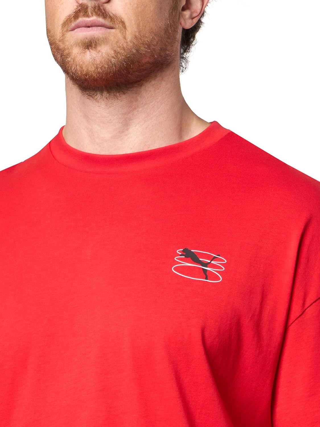 image:imagePUMA Mens Village Wear Graphic Crew Neck Short Sleeve Casual Tops CasualFor All Time Red Grid Ah25