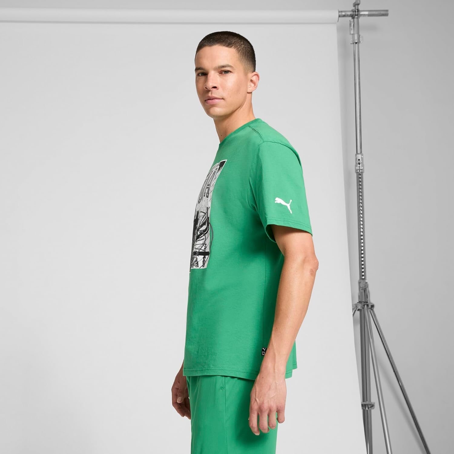 image:imagePUMA Mens Village Wear Graphic Crew Neck Short Sleeve Casual Tops CasualHoops Energy Archive Green Ss25