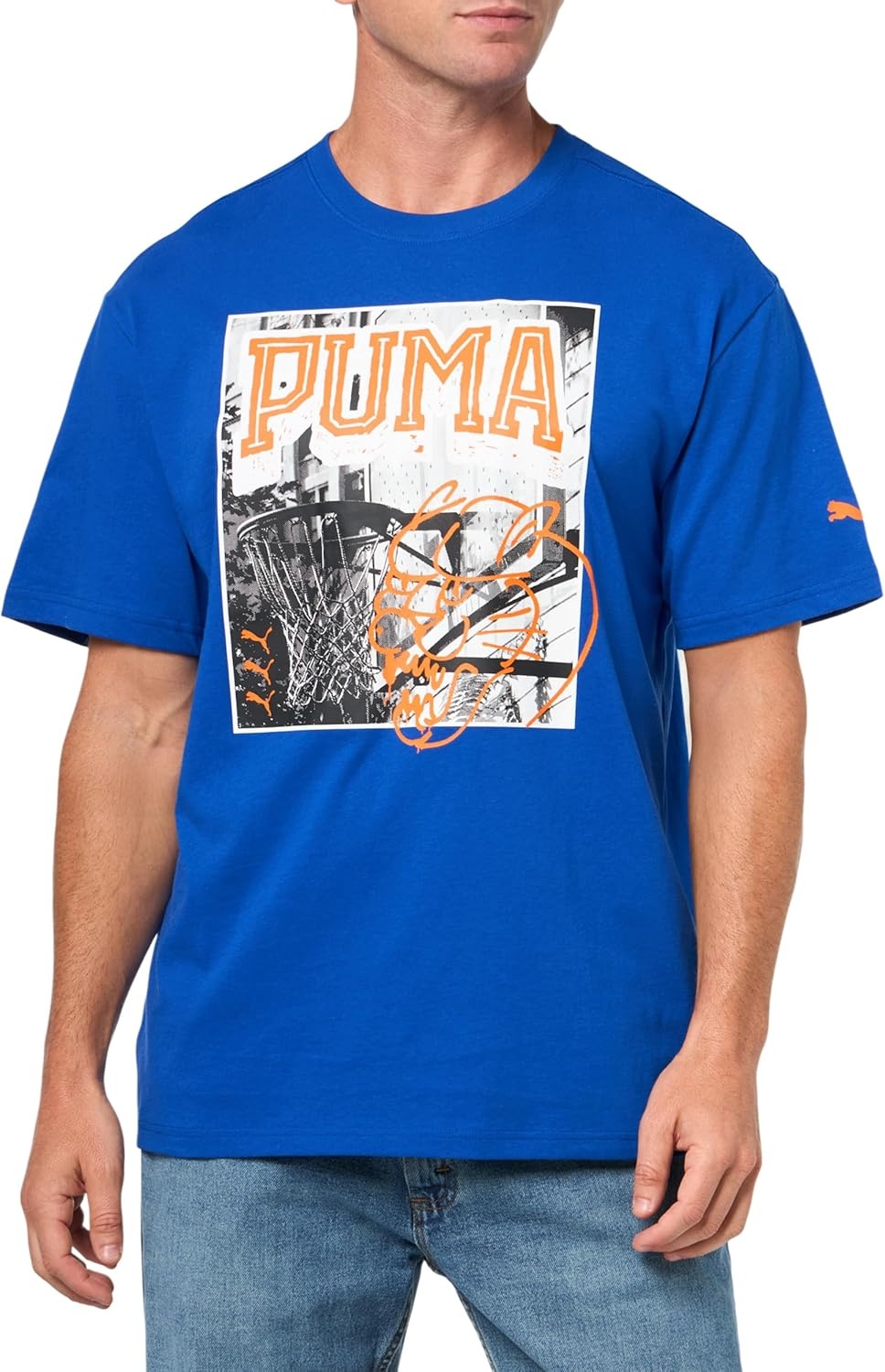 image:imagePUMA Mens Village Wear Graphic Crew Neck Short Sleeve Casual Tops CasualHoops Energy Vivid Blue Ss25