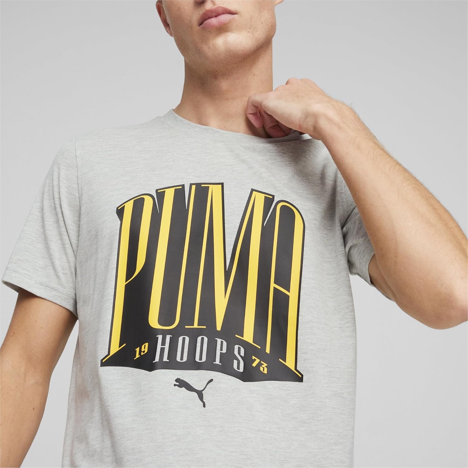image:imagePUMA Mens Village Wear Graphic Crew Neck Short Sleeve Casual Tops CasualLight Greyheather