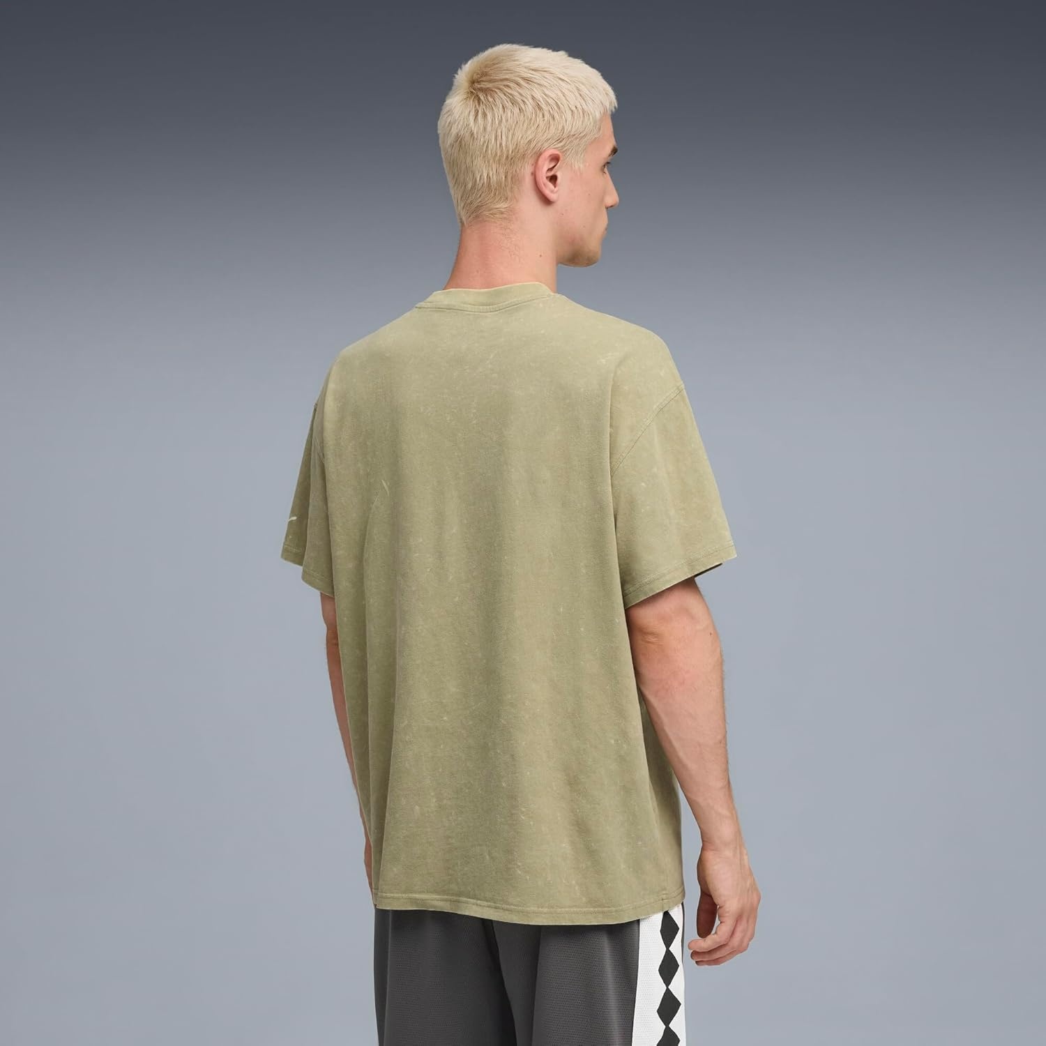 image:imagePUMA Mens Village Wear Graphic Crew Neck Short Sleeve Casual Tops CasualLux Army Basketball Paint Ah25