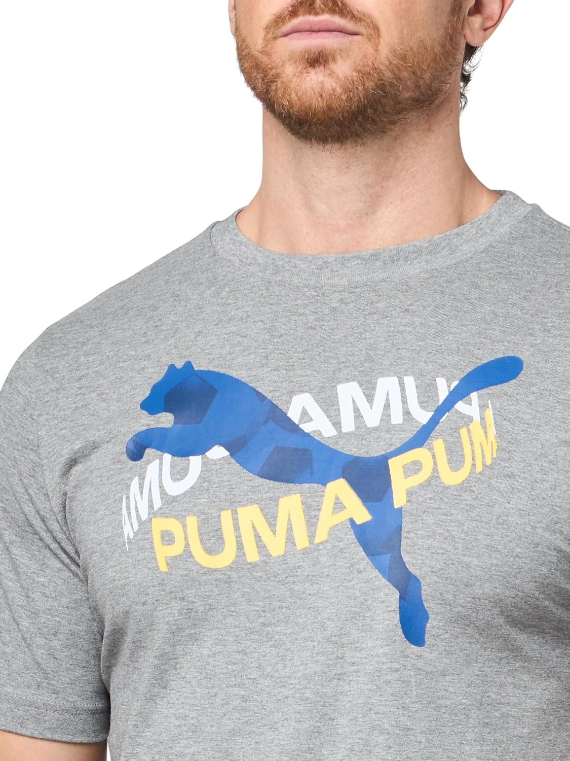 image:imagePUMA Mens Village Wear Graphic Crew Neck Short Sleeve Casual Tops CasualMedium Gray Heather Rotate Ah25