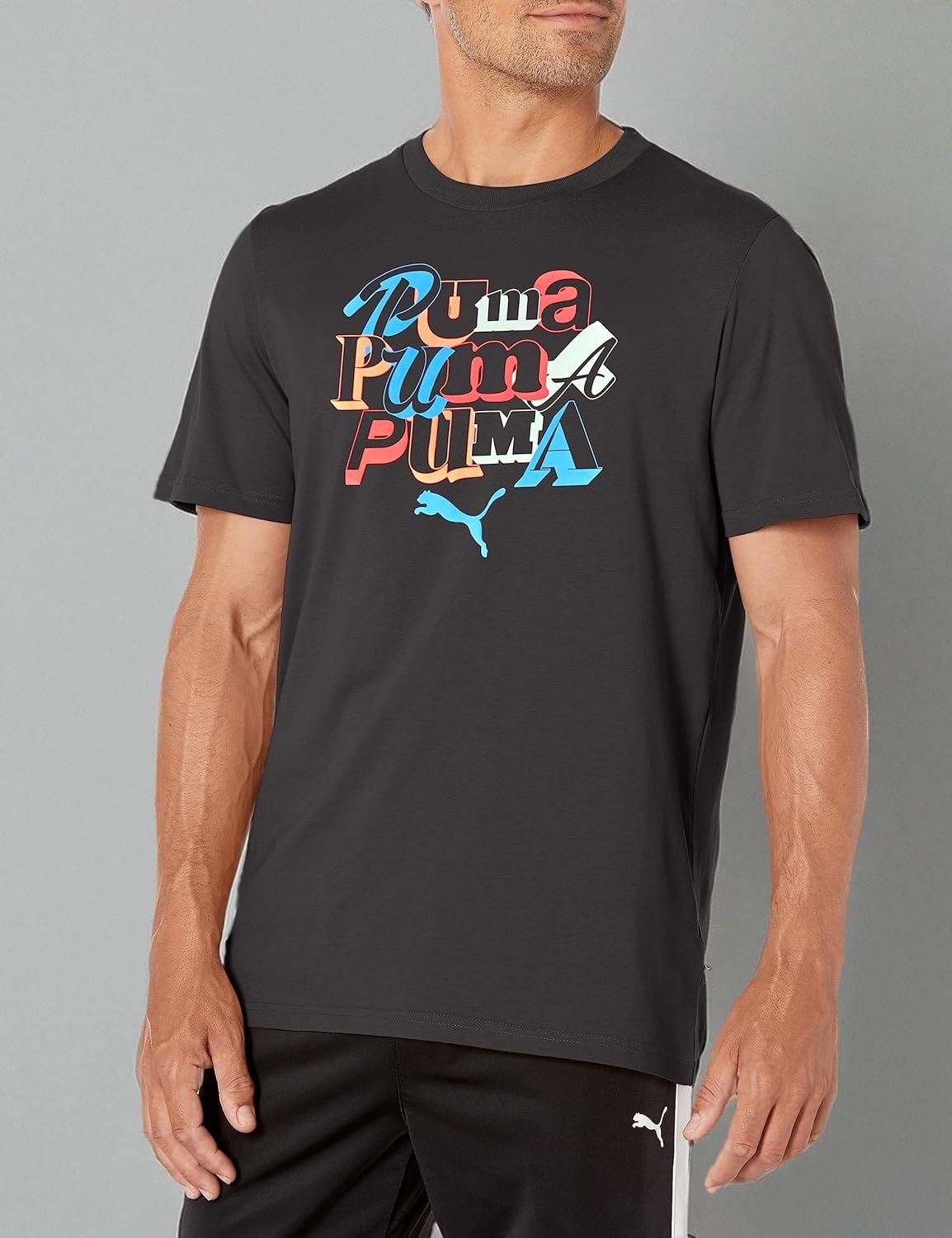 image:imagePUMA Mens Village Wear Graphic Crew Neck Short Sleeve Casual Tops CasualPuma Black Ah23 Puma Font