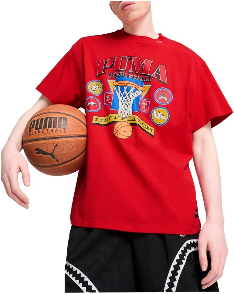 image:imagePUMA Mens Village Wear Graphic Crew Neck Short Sleeve Casual Tops CasualRed
