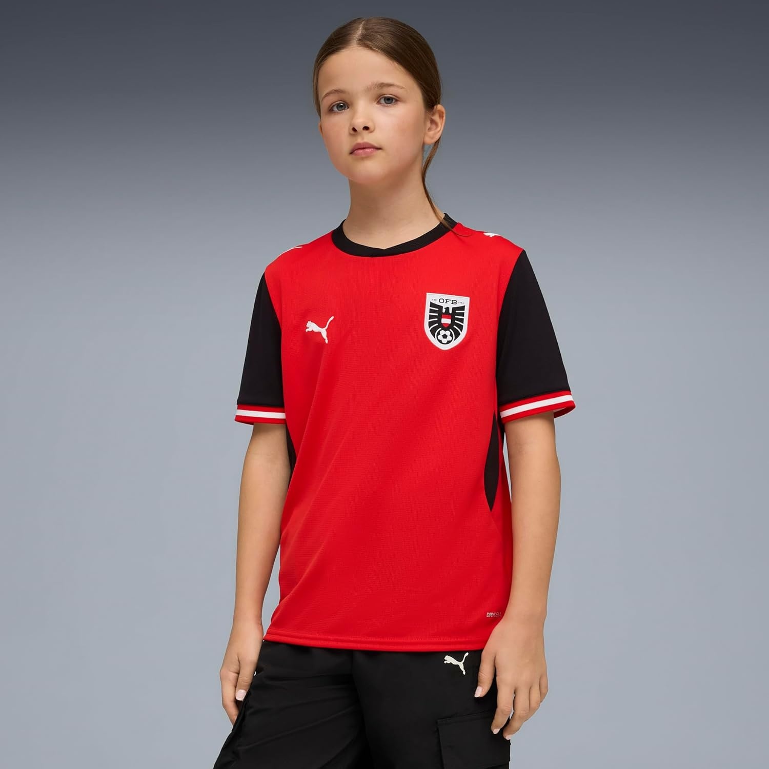 image:imagePuma Junior Austria National Team Home Jersey ReplicaPuma Redpuma Black