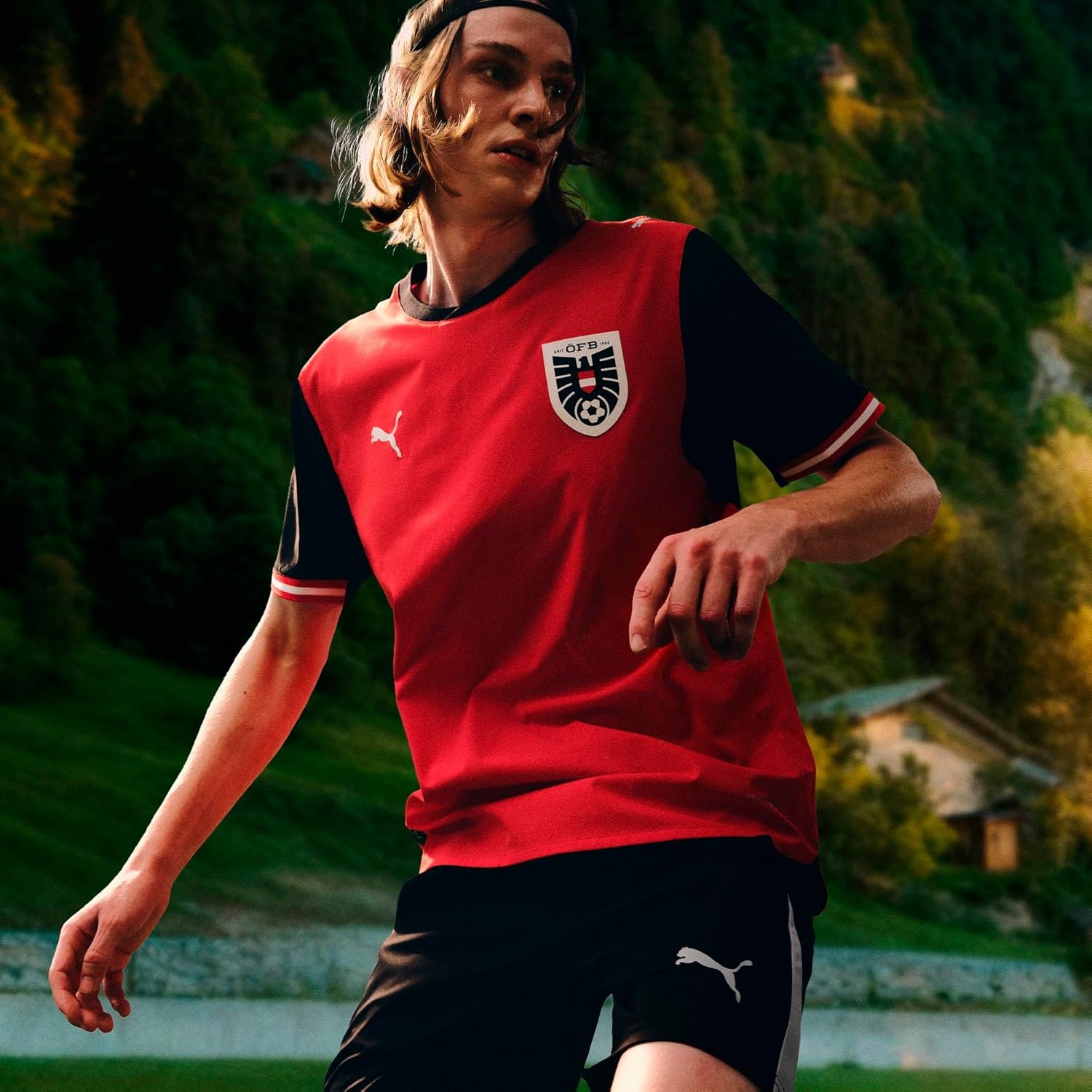 image:imagePuma Junior Austria National Team Home Jersey ReplicaPuma Redpuma Black