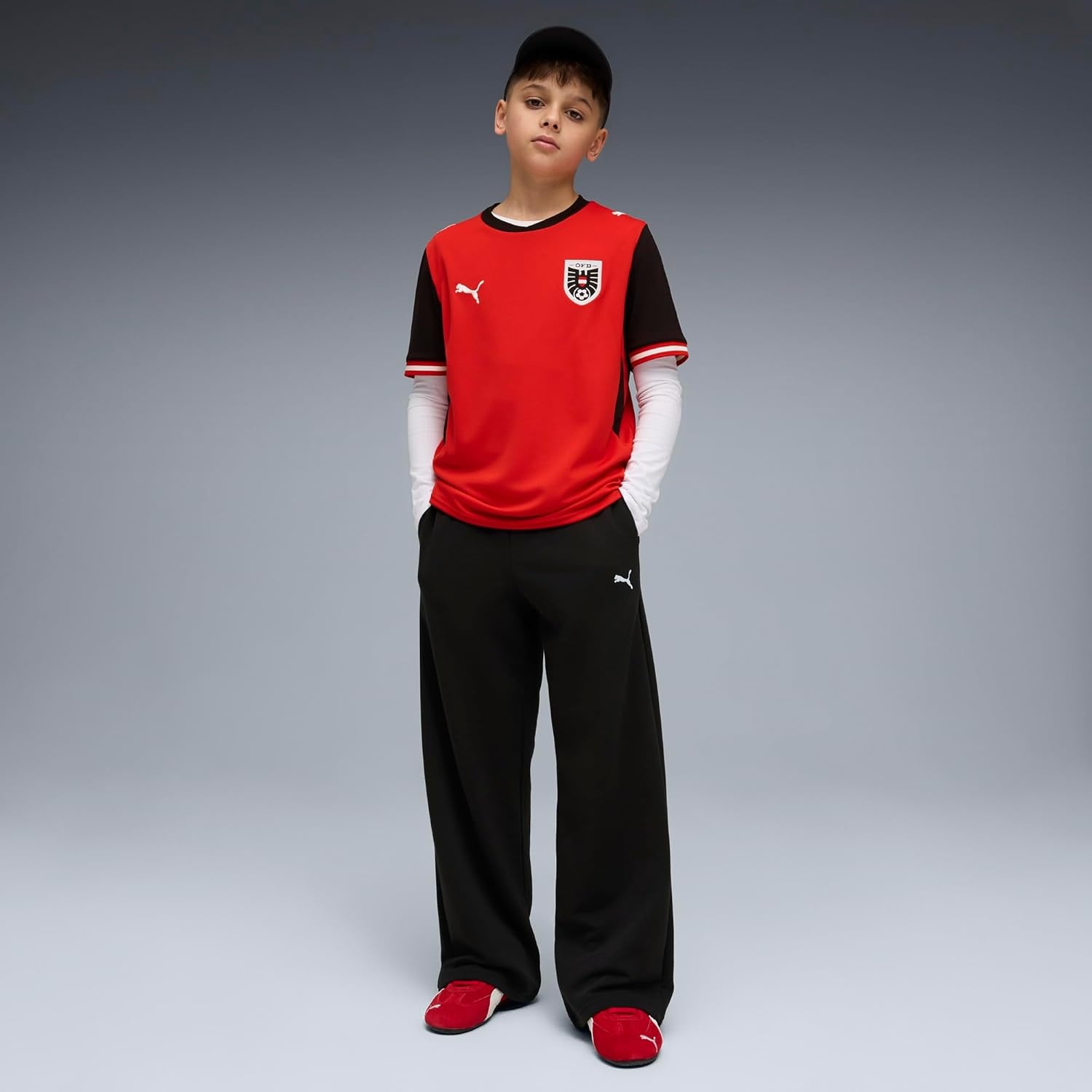 image:imagePuma Junior Austria National Team Home Jersey ReplicaPuma Redpuma Black