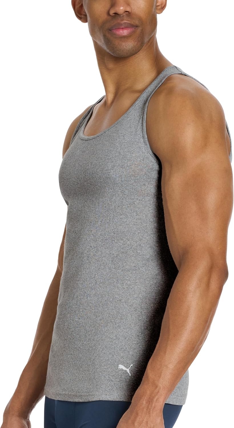 image:imagePuma Mens 5 Pack Cotton Rib Tank TopBlackGreyWhiteNavy