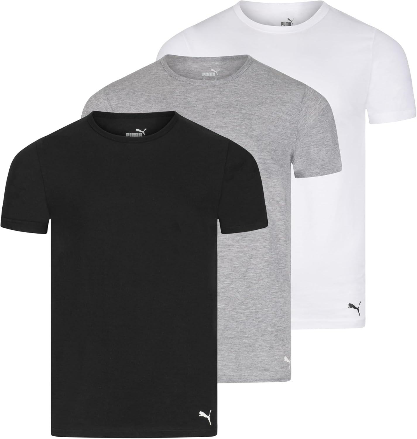 image:imagePuma Mens Mens 3 Pack Crew Neck TShirtsWhiteGrayBlack