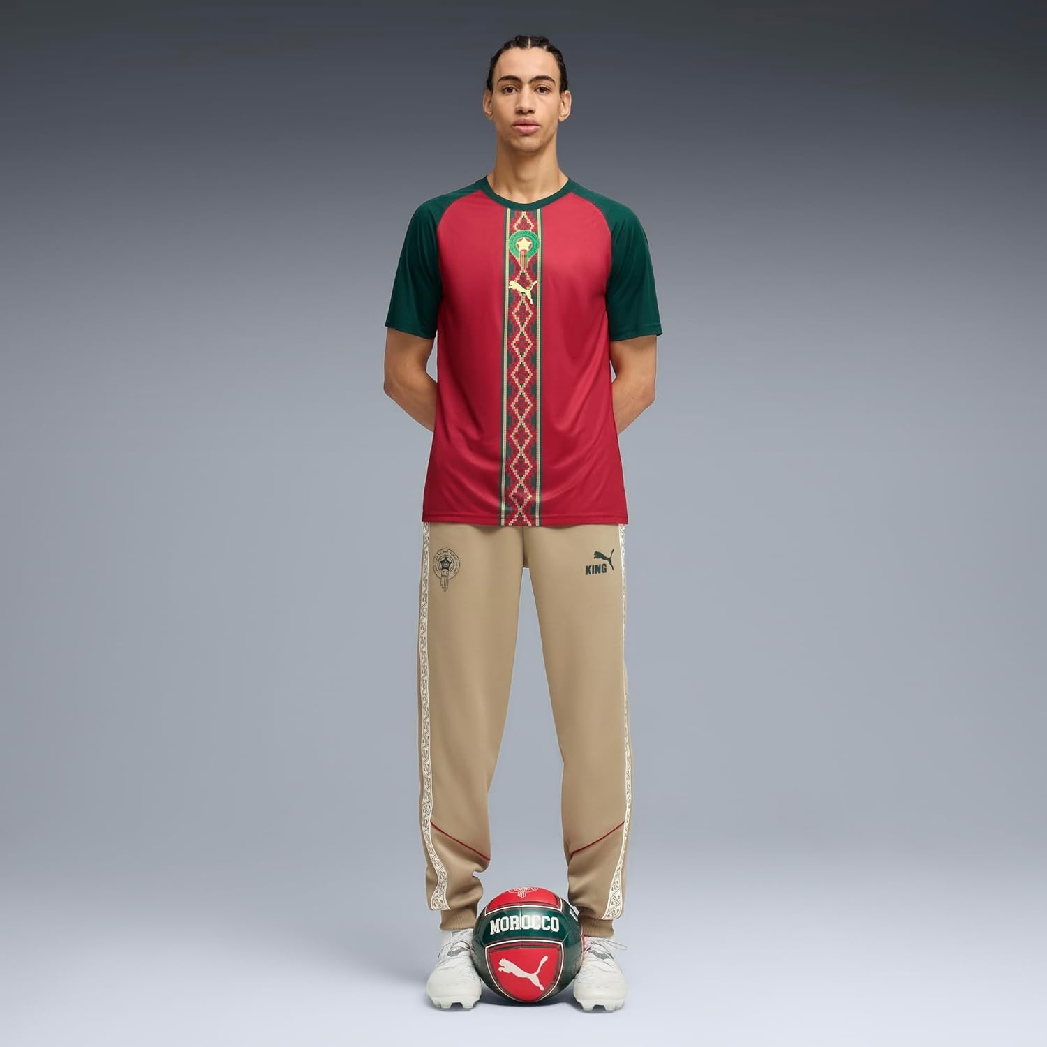 image:imagePuma Mens Morocco FA Warm Up JerseyDark Crimsondark Myrtle