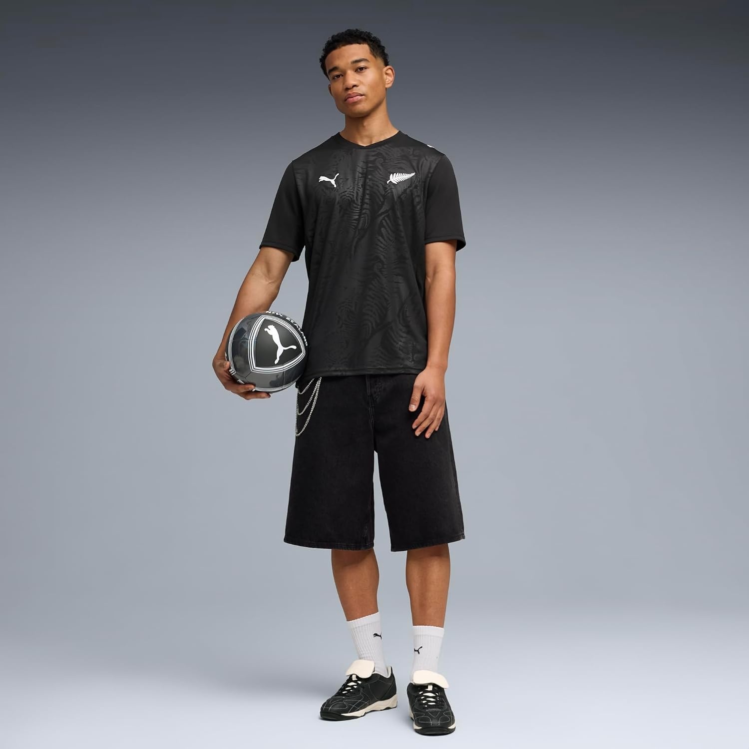 image:imagePuma Mens New Zealand Home Jersey ReplicaPuma Blackpuma Silver