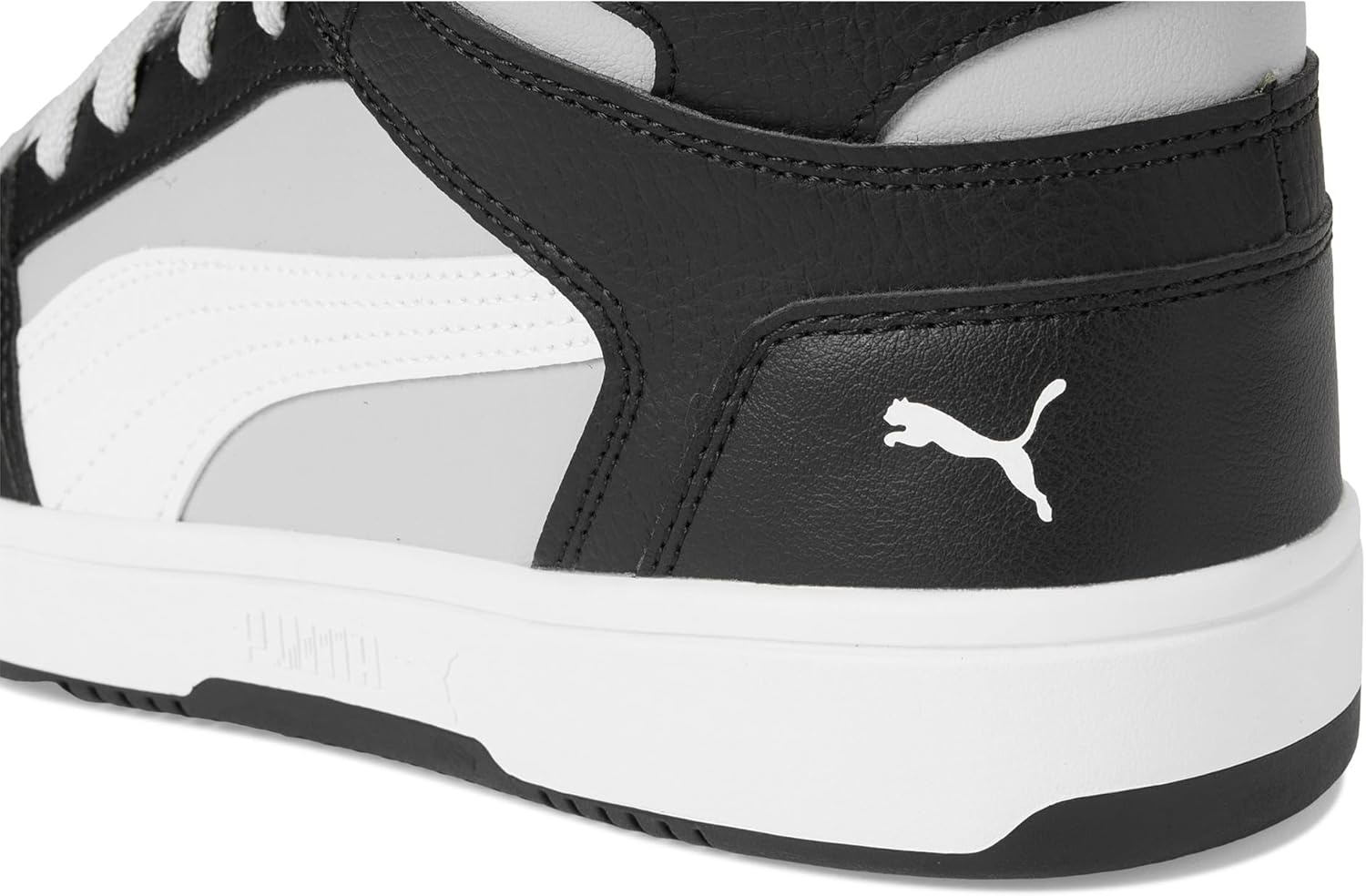 image:imagePuma Mens Rebound Layup Mid ShoesFlat Light GrayPuma WhitePuma Black