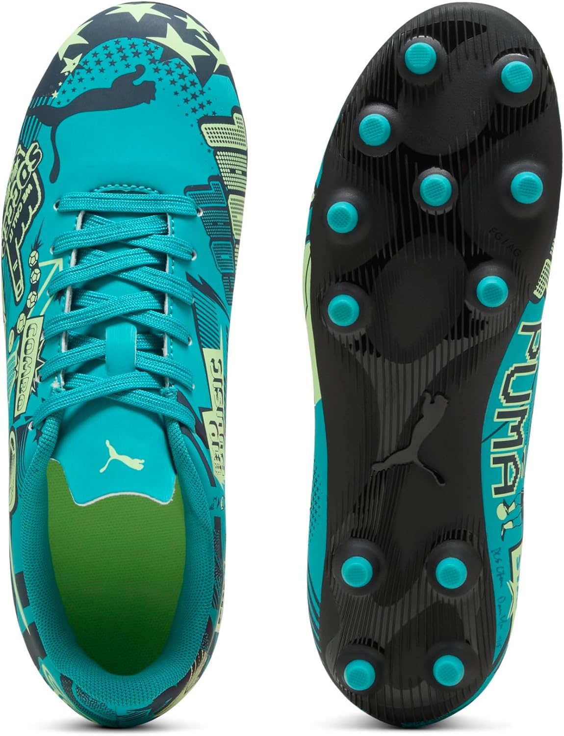 image:imagePuma UnisexChild Christian Pulisic Legacy Ultra Firm Artificial Ground Soccer CleatsDeep Aquamarine Bluespeed Green