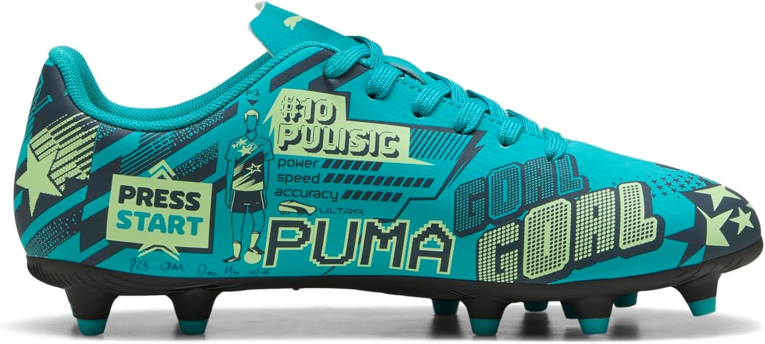 image:imagePuma UnisexChild Christian Pulisic Legacy Ultra Firm Artificial Ground Soccer CleatsDeep Aquamarine Bluespeed Green