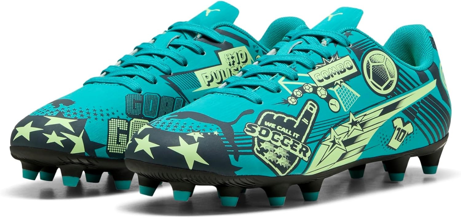 image:imagePuma UnisexChild Christian Pulisic Legacy Ultra Firm Artificial Ground Soccer CleatsDeep Aquamarine Bluespeed Green