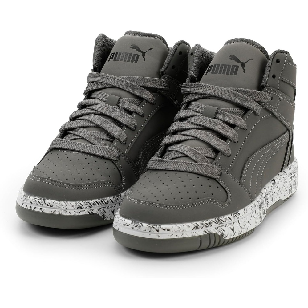 image:imagePUMA Boys Rebound Layup Mid SneakersCast Ironpuma Blackpuma White