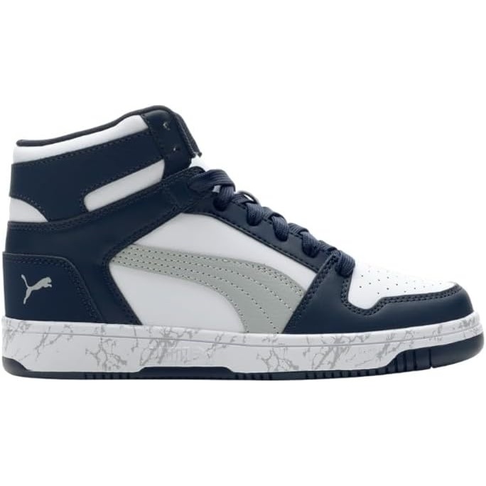 image:imagePUMA Boys Rebound Layup Mid SneakersPuma Whiteflat Light Grayclub Navy