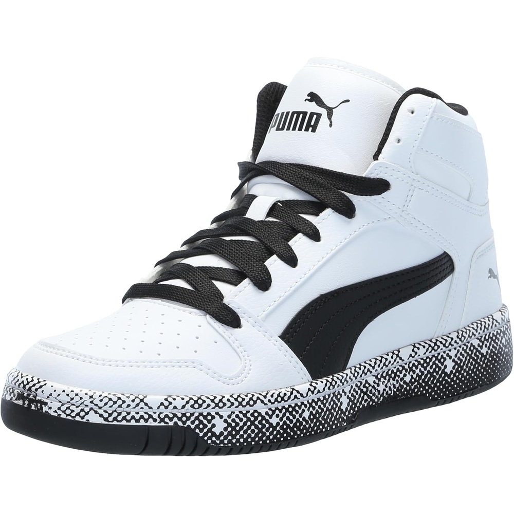 image:imagePUMA Boys Rebound Layup Mid SneakersWhiteBlack