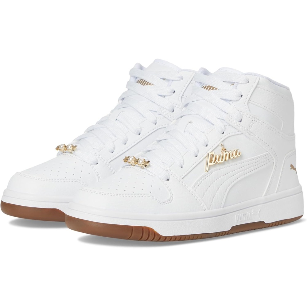 image:imagePUMA Boys Rebound Layup Mid SneakersWhitewhitegold Ss25