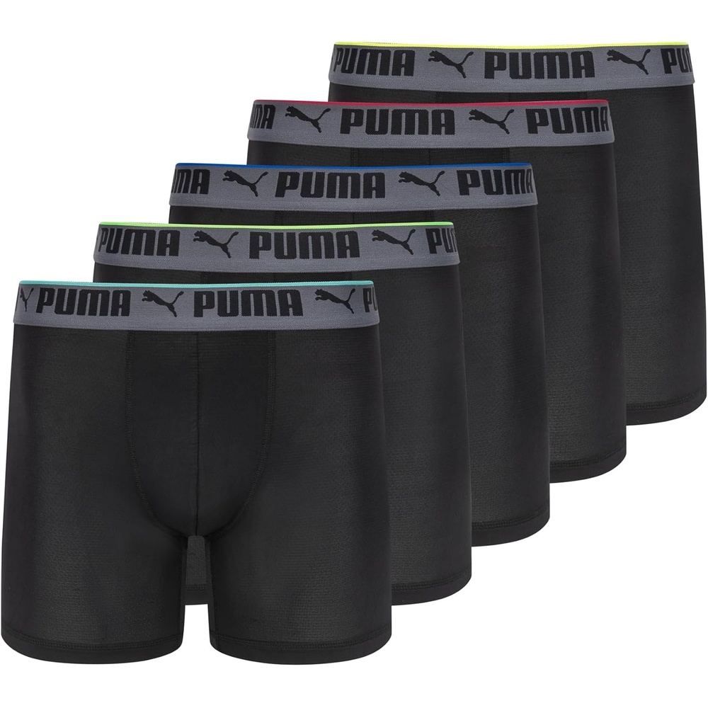 image:imagePUMA Mens 360 Sport Mesh 5 Pack Boxer BriefsBlackCastlerockBright