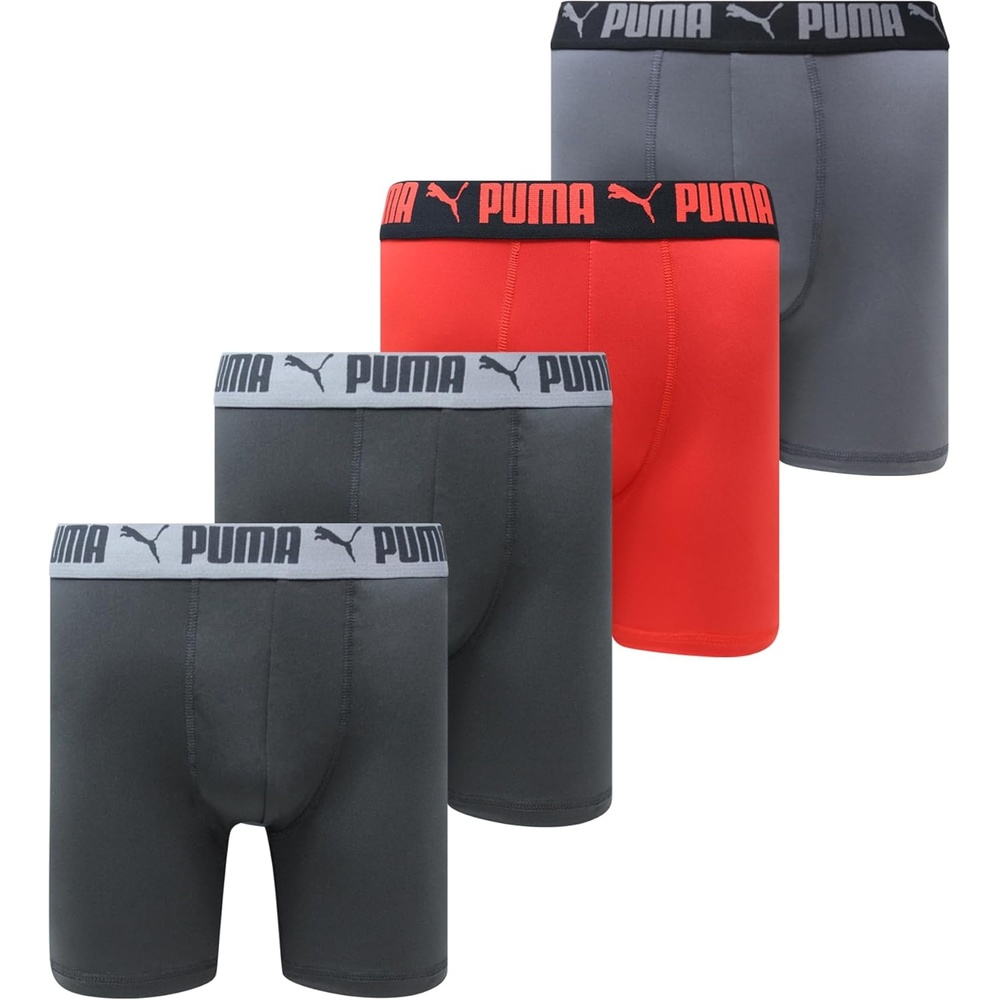 image:imagePUMA Mens 4 Pack Active Stretch Boxer BriefsBlackRed