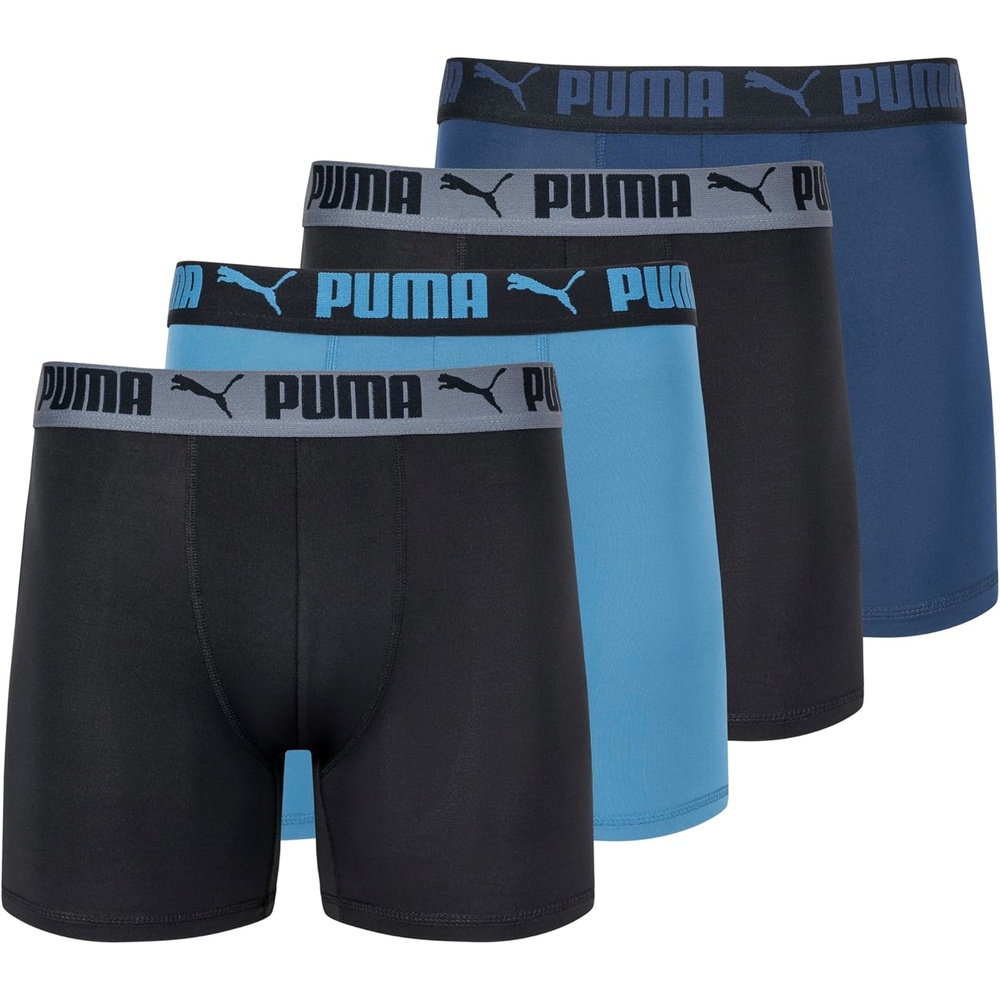 image:imagePUMA Mens 4 Pack Active Stretch Boxer BriefsBlue Combo