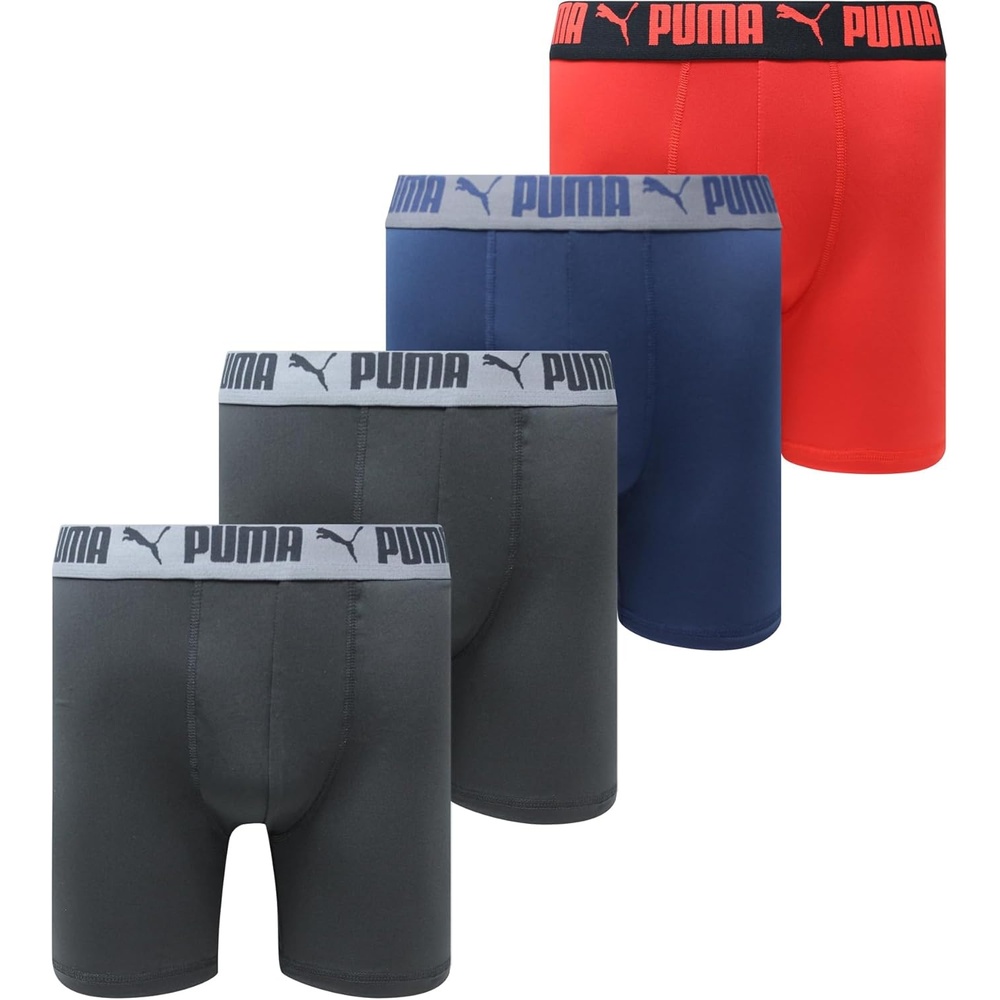 image:imagePUMA Mens 4 Pack Active Stretch Boxer BriefsRedNavy