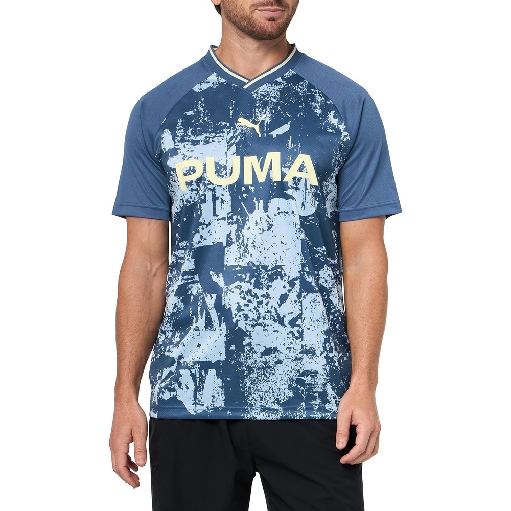 image:imagePUMA Mens Essentials Short Sleeve JerseyDark Indigogold Moon All Over Print Ah25