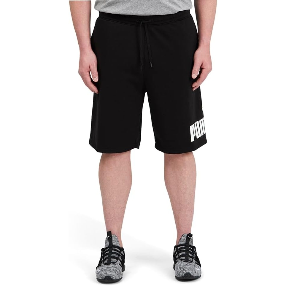 image:imagePUMA Mens Logo Fleece Drawstring 10 Inch Shorts Casual Bottoms Casual DrawstringCotton BlackWhite