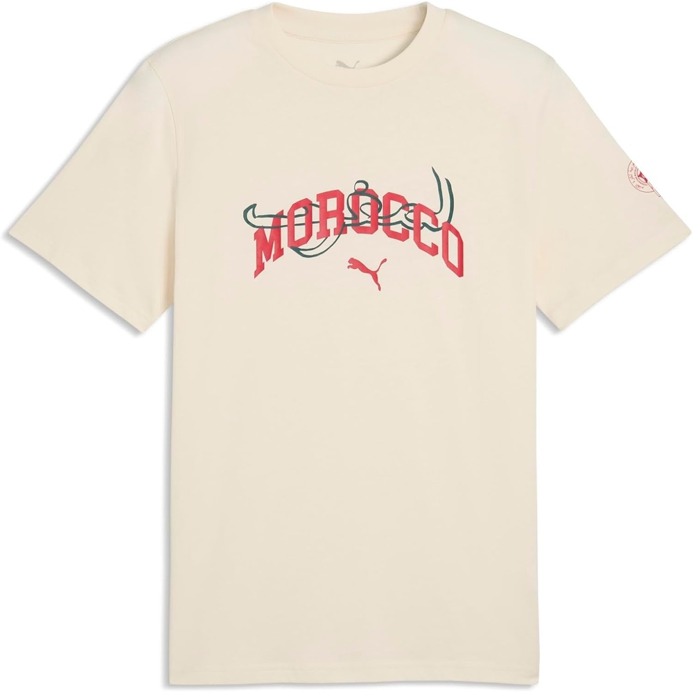 image:imagePUMA Mens Morocco Ftblculture Graphic Crew Neck Short Sleeve Casual Tops Casual WhiteAlpine Snowfor All Time Red