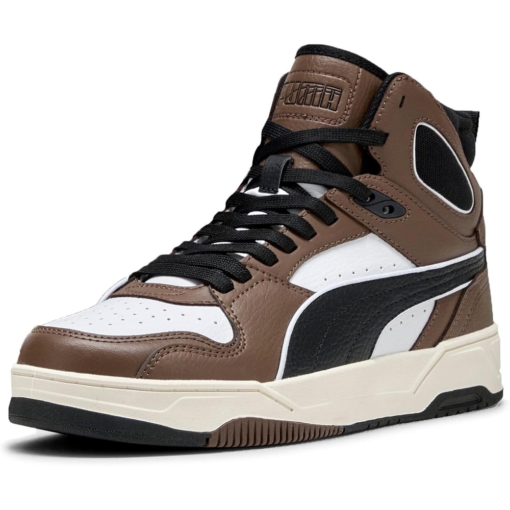 image:imagePUMA Mens Rebound Break Mid Lace Up Sneakers Shoes CasualWhiteblackflat Bronze Ah25