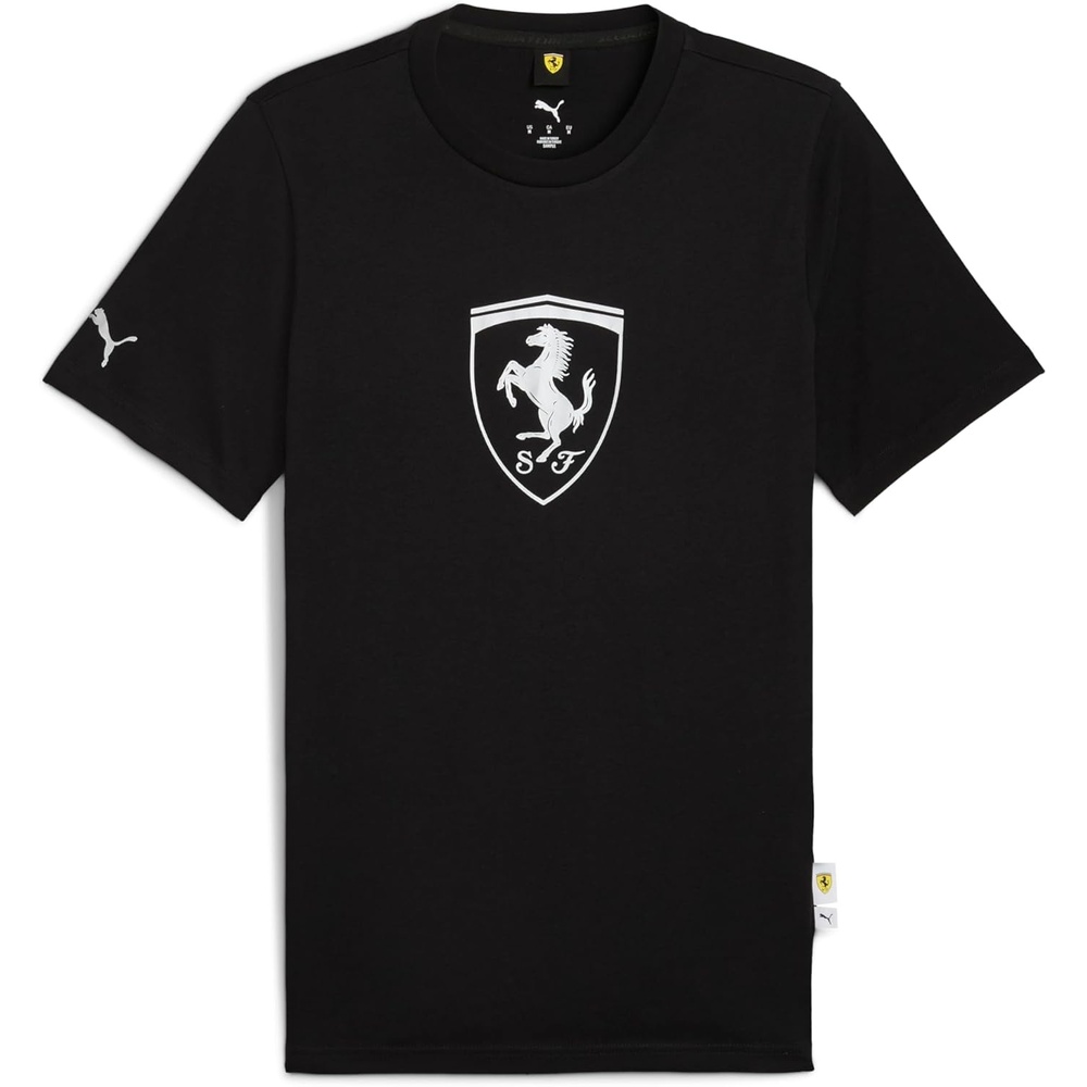 image:imagePUMA Mens Scuderia Ferrari Sportswear Tonal Shield Logo Crew Neck Short Sleeve Casual Tops Casual BlackBlack