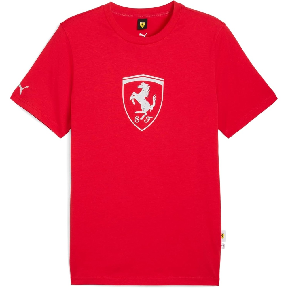 image:imagePUMA Mens Scuderia Ferrari Sportswear Tonal Shield Logo Crew Neck Short Sleeve Casual Tops Casual RedRosso Corsa Tonal Shield Ah25