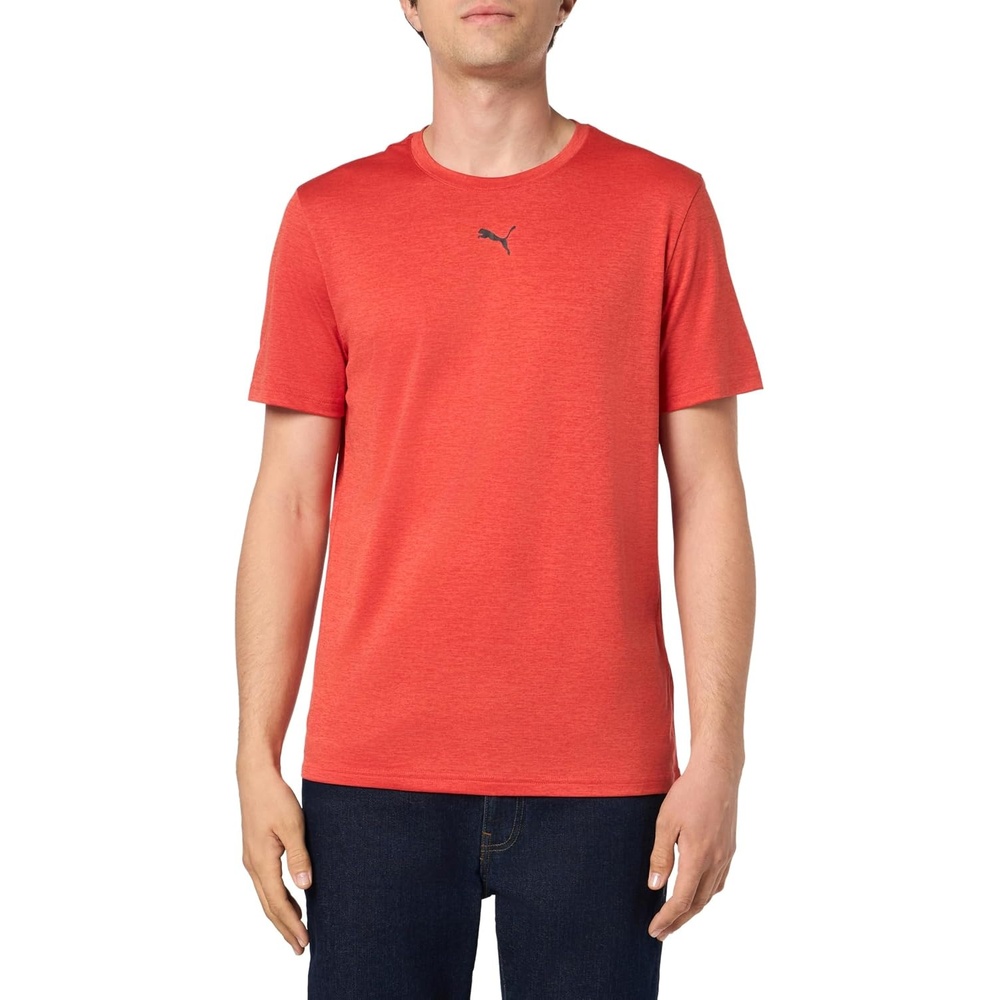 image:imagePUMA Mens Train All Day Essentials Heather Cat Crew Neck Short Sleeve Cf Casual Tops CasualRed Fire Heather