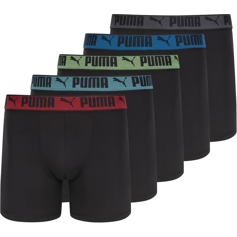 image:imagePUMA Mens Training Fit AntiOdor 5 Pack Boxer BriefsBlackBright
