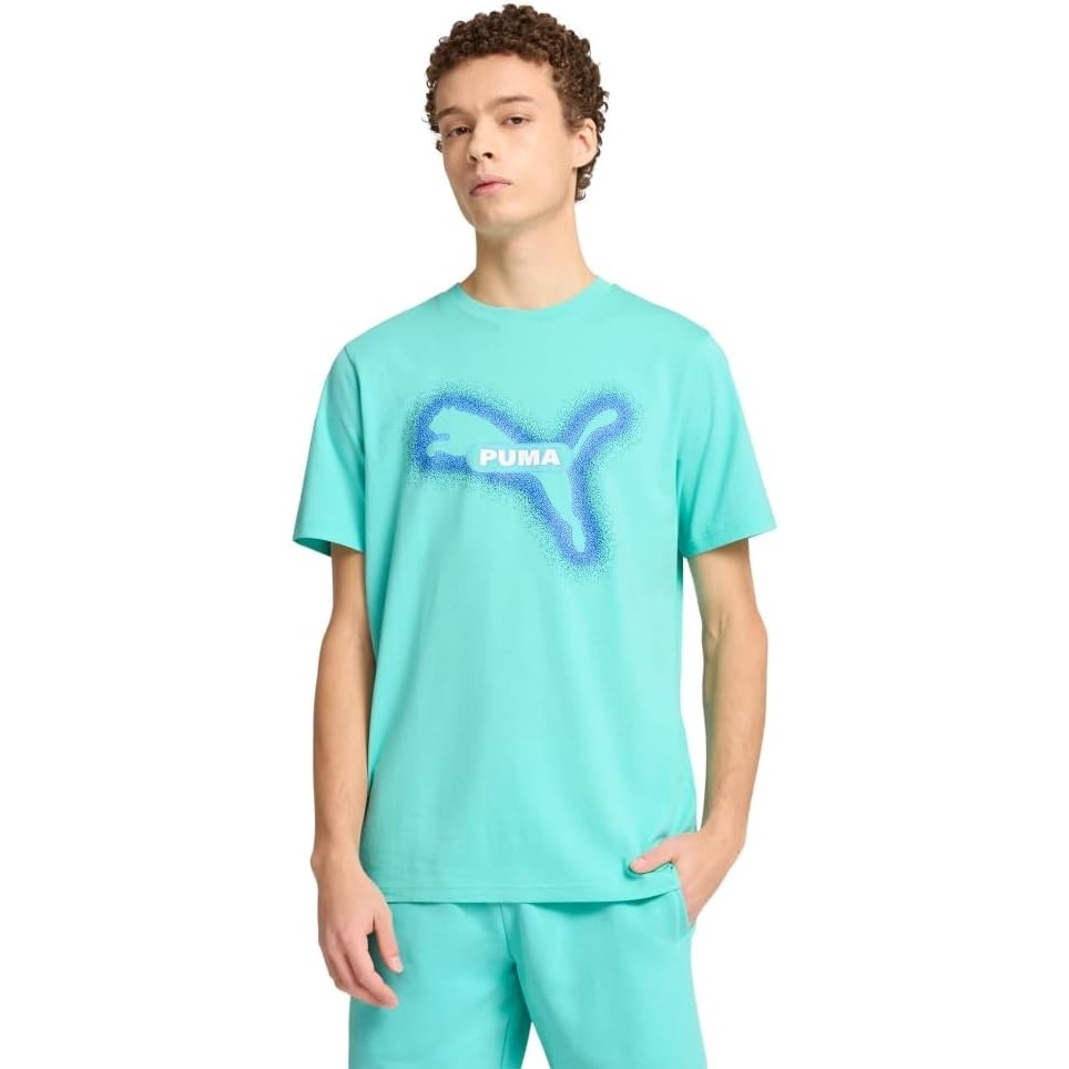 image:imagePUMA Mens Village Wear Graphic Crew Neck Short Sleeve Casual Tops CasualAquatic Street Art Ss25
